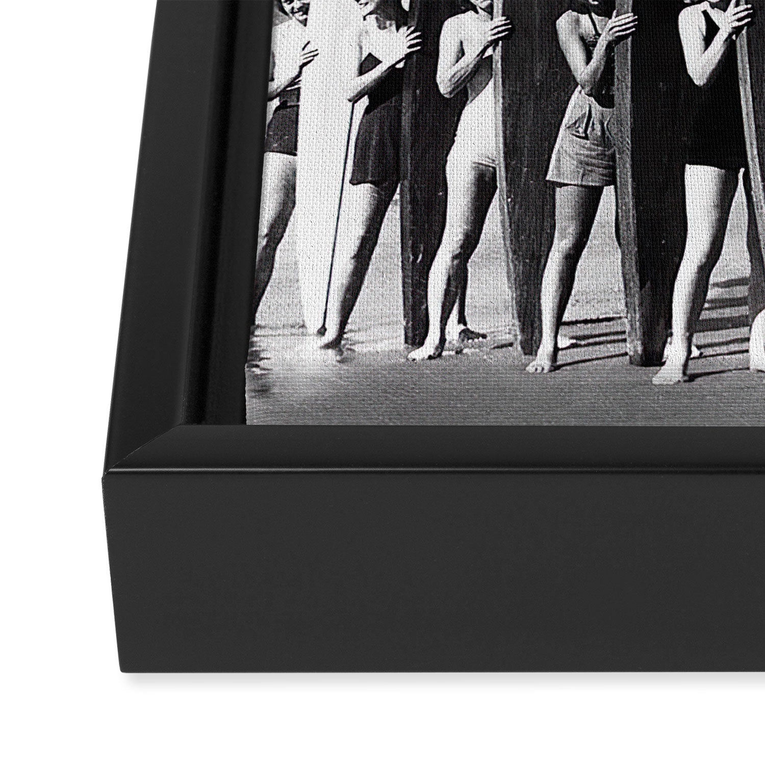 Surfers, Vintage Black and White Art Framed Canvas Print Gallery Image 3