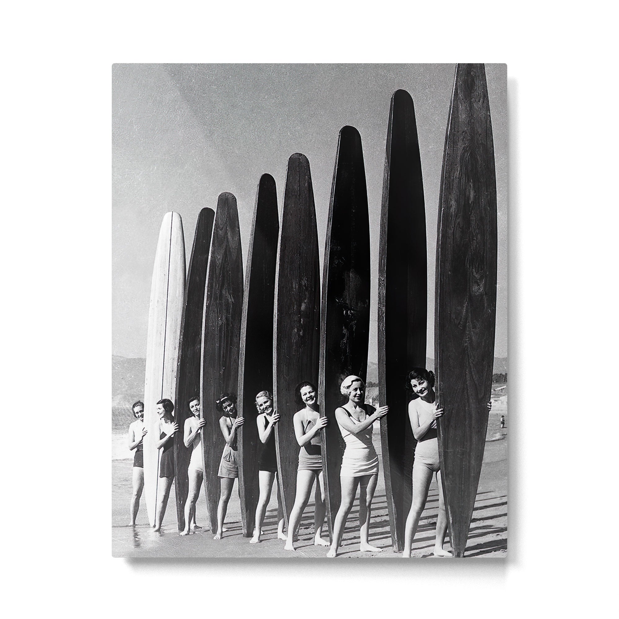 Surfers, Vintage Black and White Art Metal Print Gallery Image 4