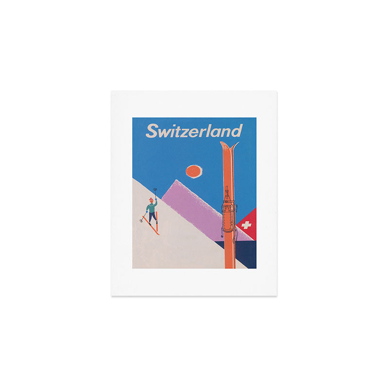 Switzerland Retro Vintage Ski Poster Art Print Gallery Image 1