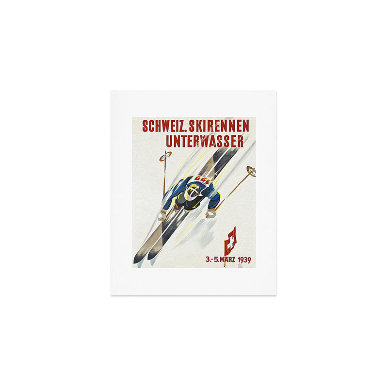 Switzerland Vintage Ski Poster. Art Print Gallery Image 1