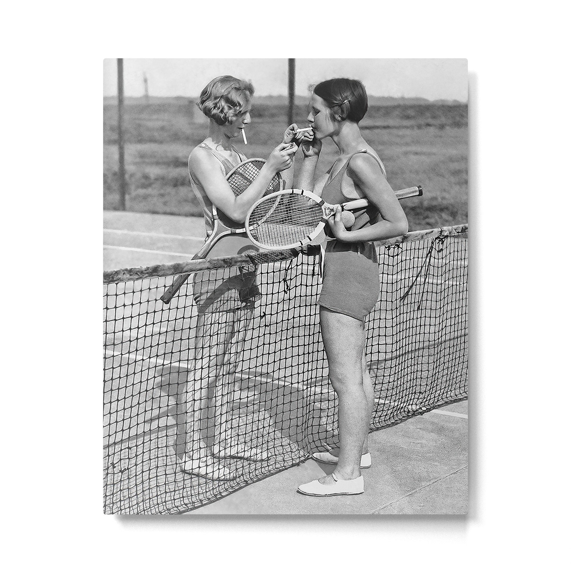 Tennis Players, Black and White Art, Vintage Wall Art Metal Print Gallery Image 4