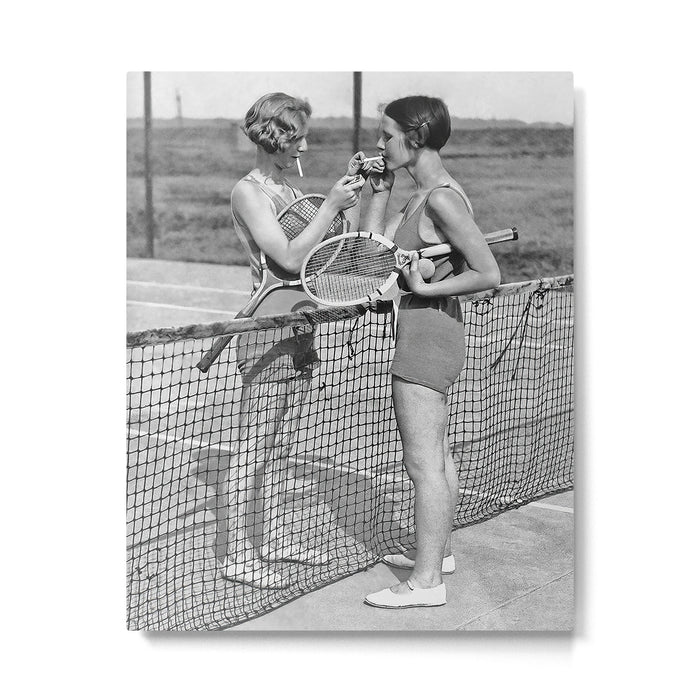 Tennis Players, Black and White Art, Vintage Wall Art Metal Print Gallery Image 1