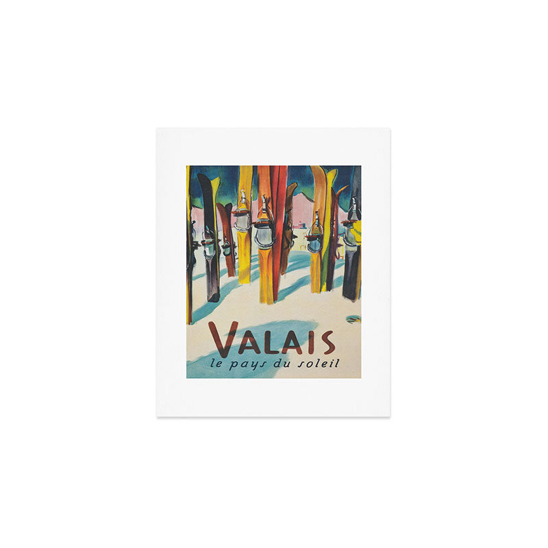 Valais Vintage Ski Travel Poster Art Print Gallery Image 1
