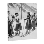Victorian Ski Ladies, Black and White Vintage Art Canvas Print Gallery Image 6