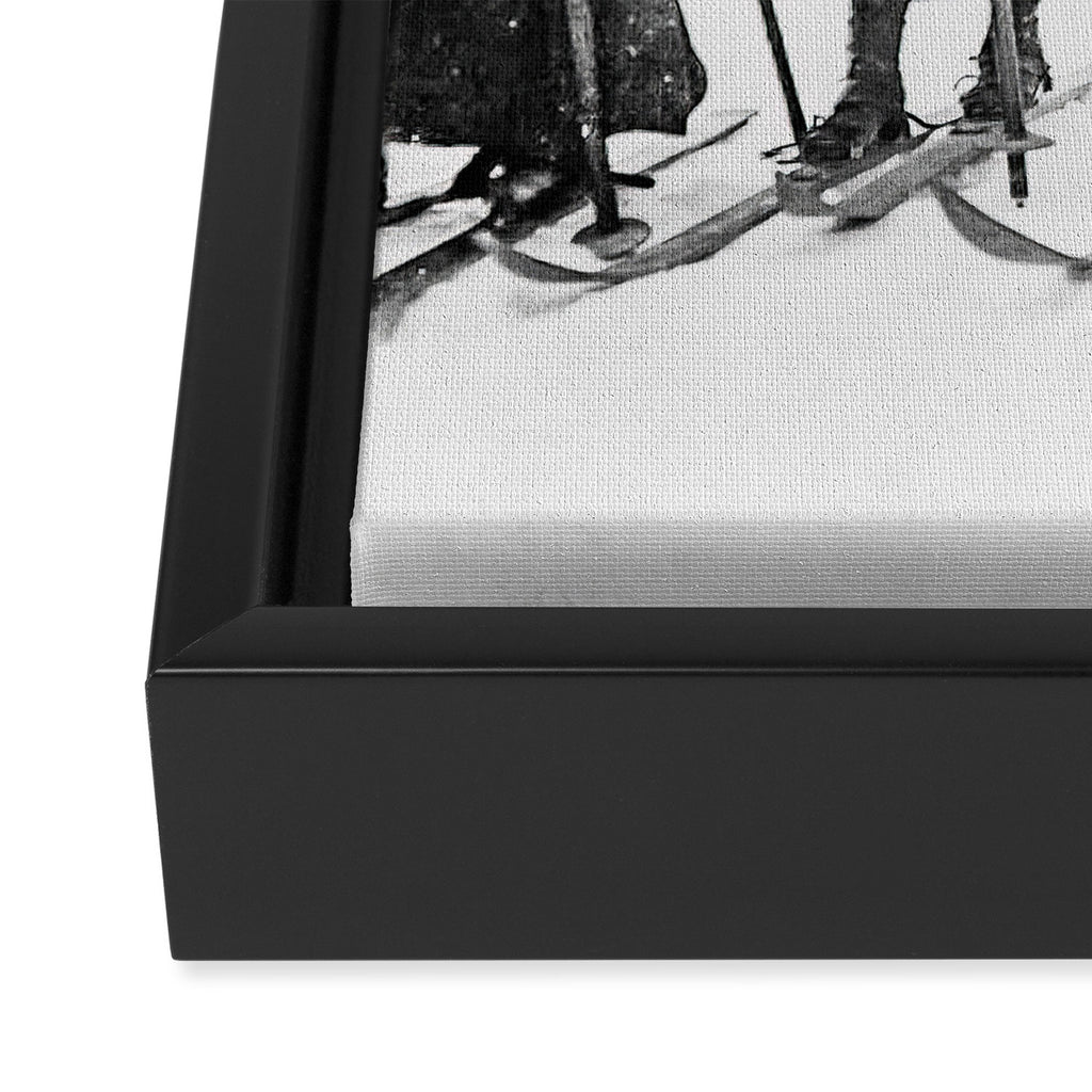 Victorian Ski Ladies, Black and White Vintage Art Framed Canvas Print Gallery Image 3