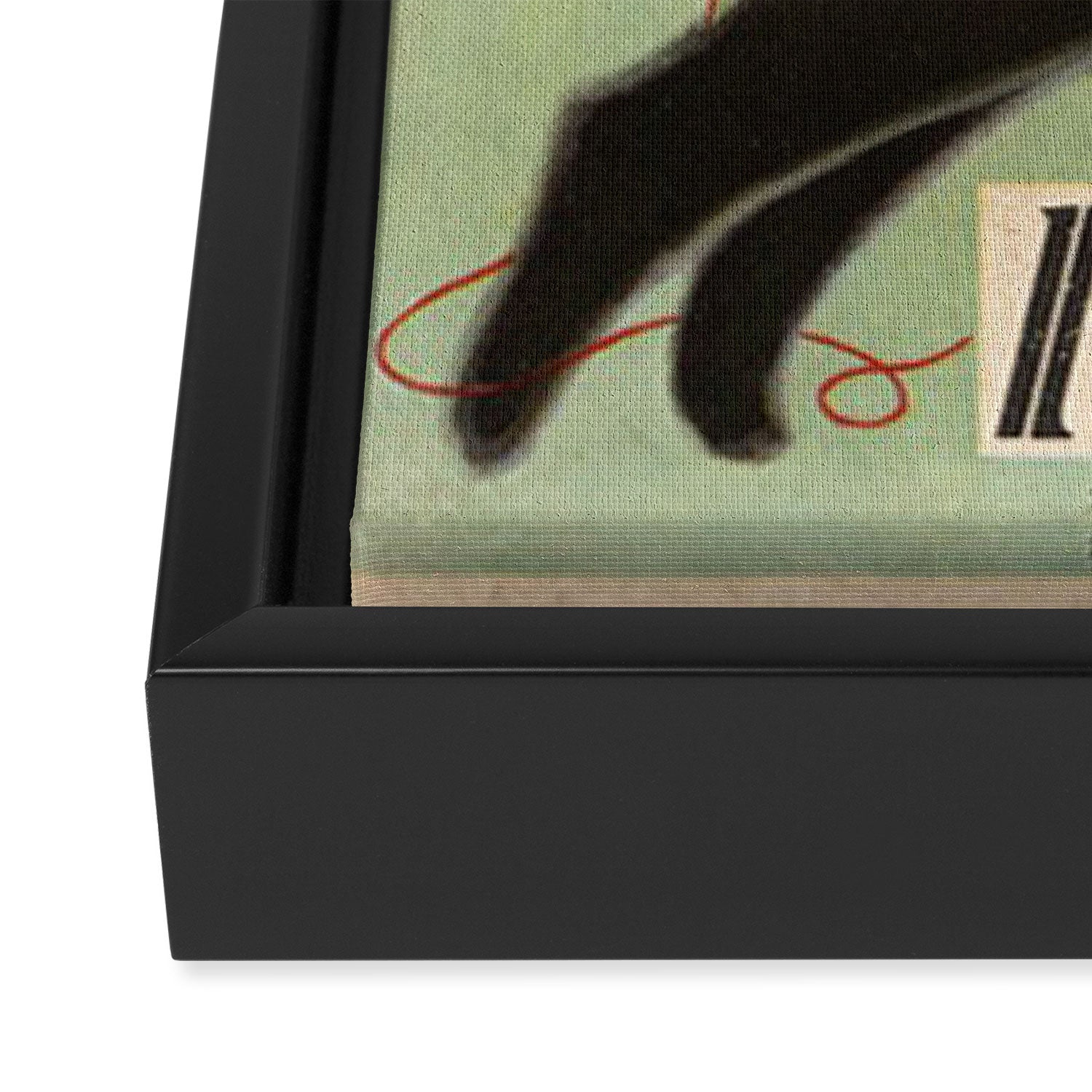 Vintage Japanese Black Cat Framed Canvas Print Gallery Image 3