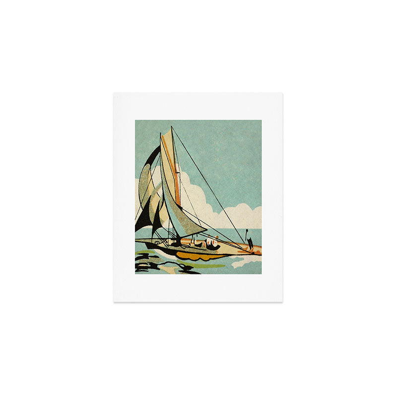 Vintage Japanese Sailboat Art Print Gallery Image 1