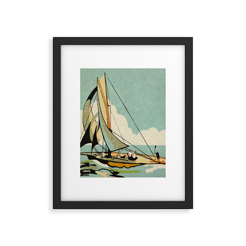 Vintage Japanese Sailboat Framed Art Print Gallery Image 6