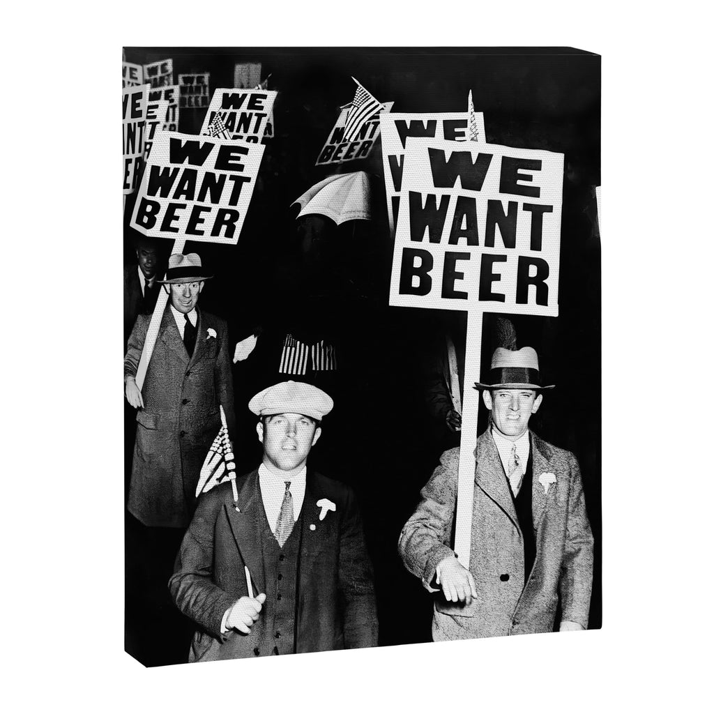 We Want Beer, Prohibition, Black and White, Old Photo, Beer Protest, Funny, Vintage Beer Art Canvas Print Gallery Image 6