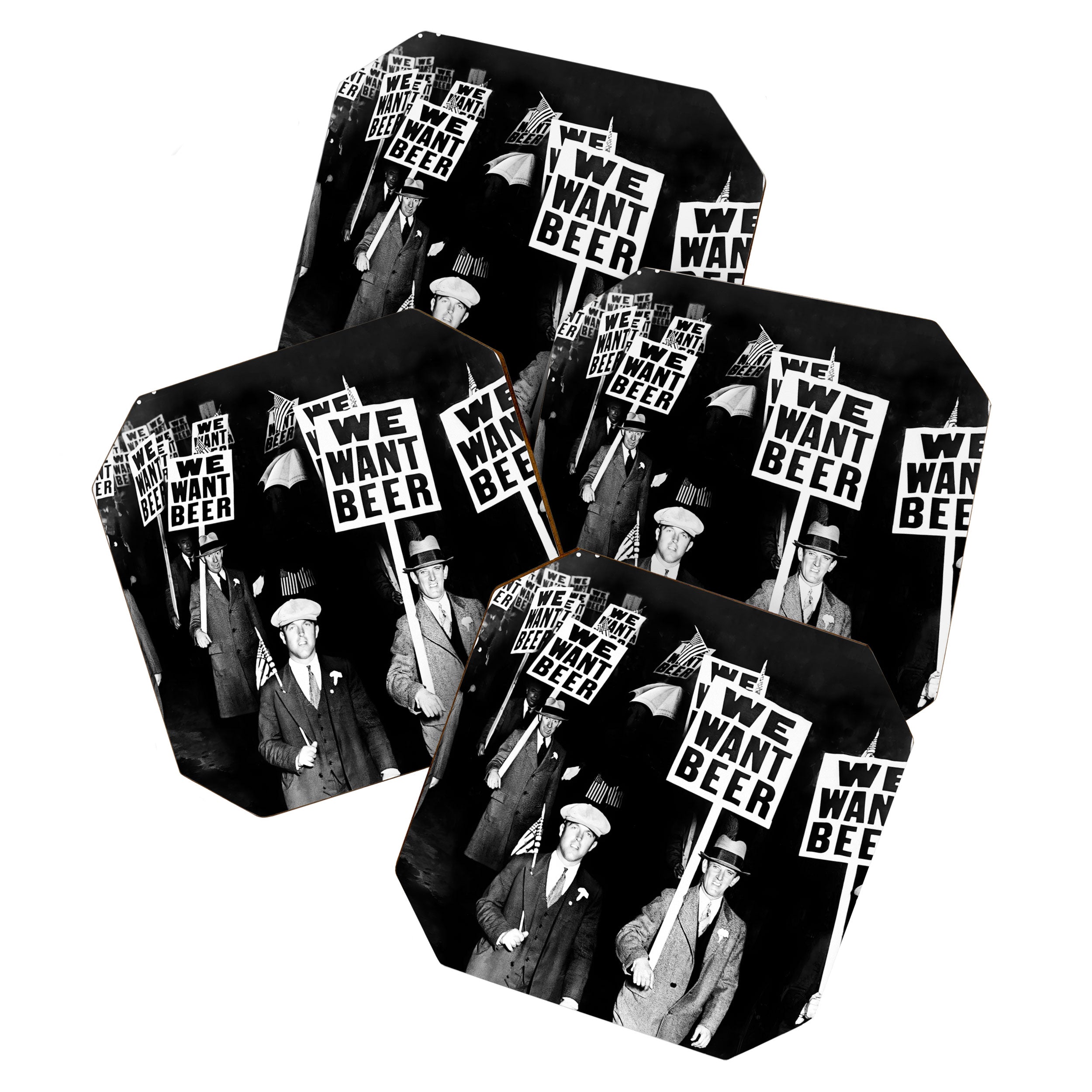 We Want Beer, Prohibition, Black and White, Old Photo, Beer Protest, Funny, Vintage Beer Art Coaster Gallery Image 1