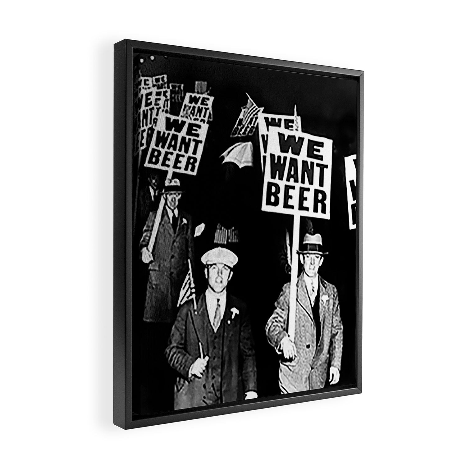 We Want Beer, Prohibition, Black and White, Old Photo, Beer Protest, Funny, Vintage Beer Art Framed Canvas Print Gallery Image 2