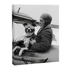 Woman Pilot and Dog, Black and White Vintage Art Canvas Print Gallery Image 6