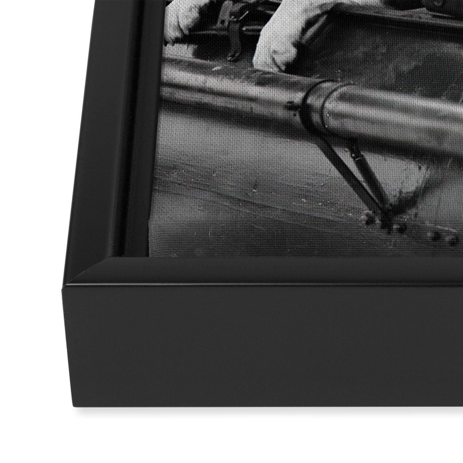 Woman Pilot and Dog, Black and White Vintage Art Framed Canvas Print Gallery Image 3