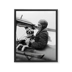 Woman Pilot and Dog, Black and White Vintage Art Framed Canvas Print Gallery Image 6