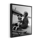 Woman Pilot and Dog, Black and White Vintage Art Framed Canvas Print Gallery Image 2