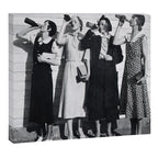 Women Beer Drinkers, Black and White Vintage Art Canvas Print Gallery Image 3