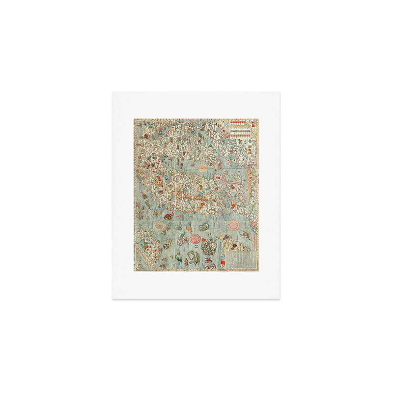 Carta marina (Marine Map) by Olaus Magnus, 1539 Art Print Gallery Image 1