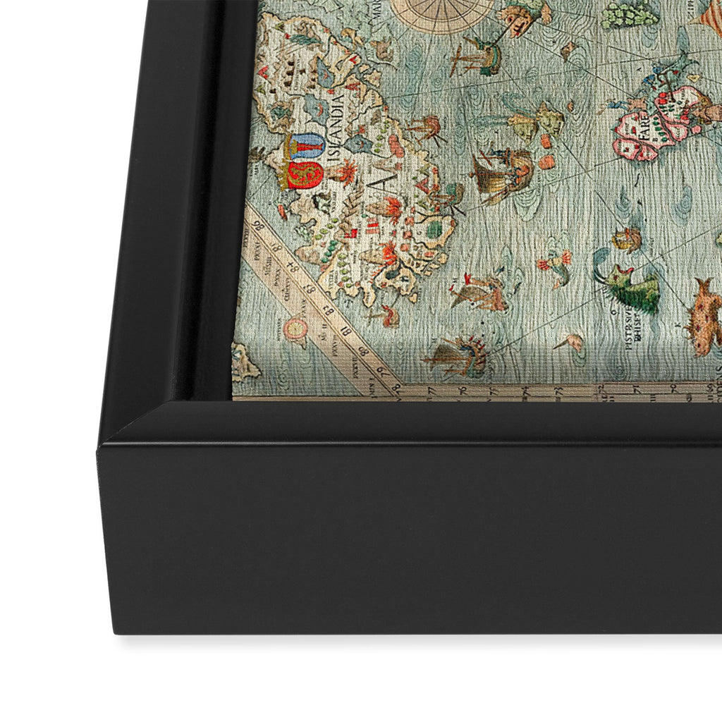 Carta marina (Marine Map) by Olaus Magnus, 1539 Framed Canvas Print Gallery Image 3
