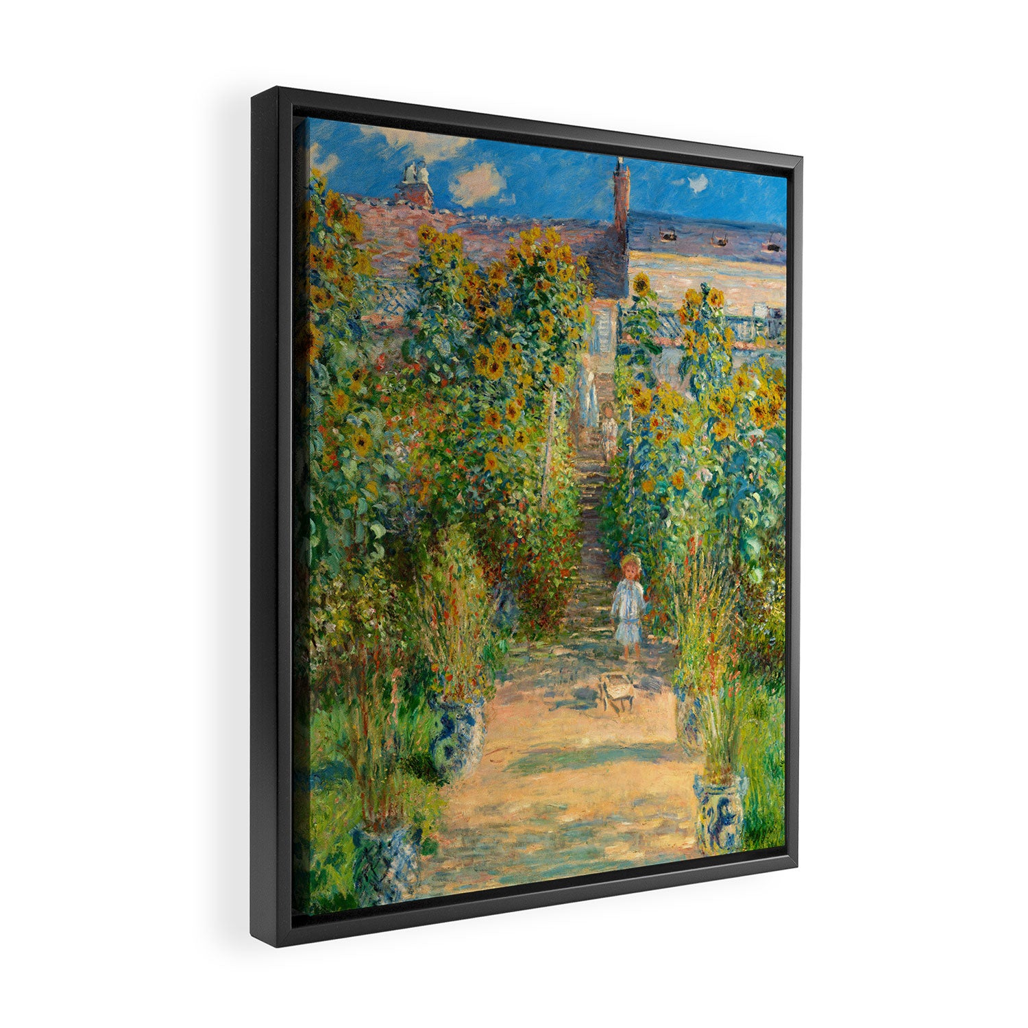 Claude Monet, The Artist's Garden at Vétheuil, 1880 Framed Canvas Print Gallery Image 2