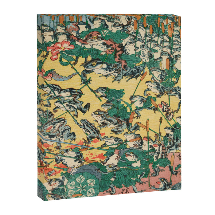 Frog Battle Japanese Print by Kawanabe Kyosai, 1864 Canvas Print Gallery Image 1