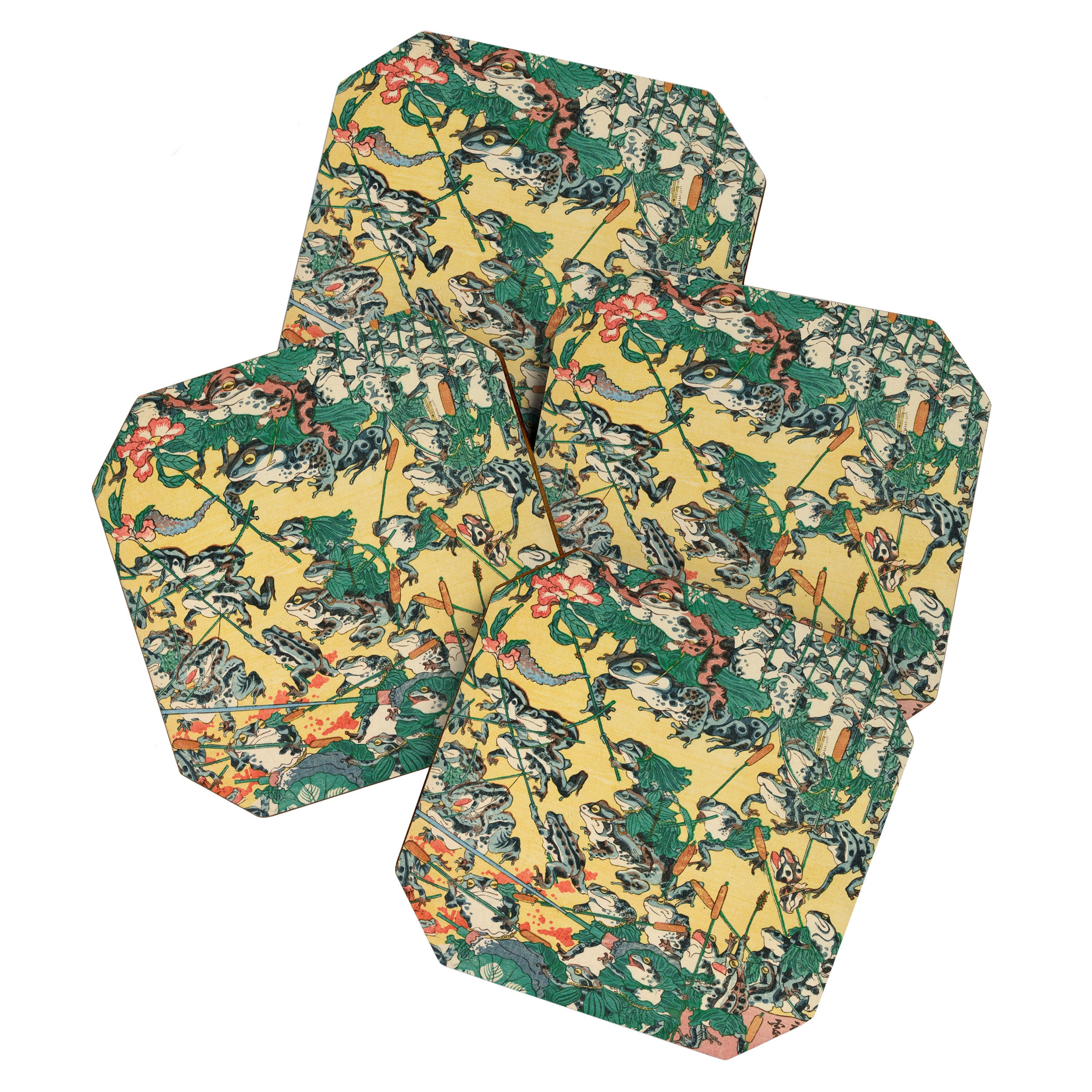 Frog Battle Japanese Print by Kawanabe Kyosai, 1864 Coaster Gallery Image 1