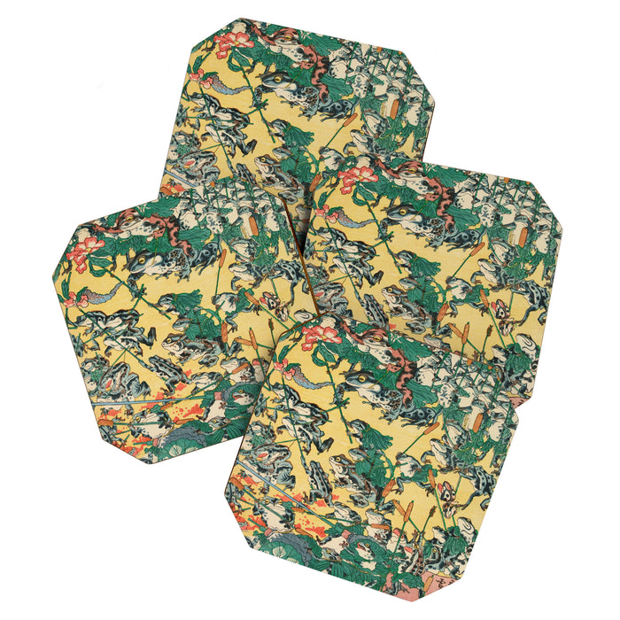 Frog Battle Japanese Print by Kawanabe Kyosai, 1864 Coaster Gallery Image 1