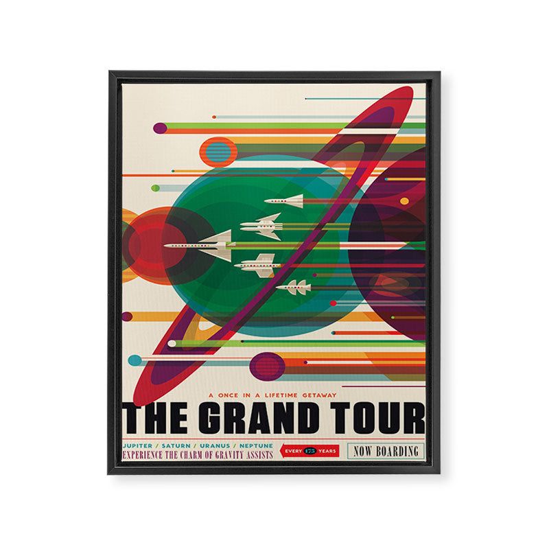 NASA Retro Space Travel Poster The Grand Tour Framed Canvas Print Gallery Image 6