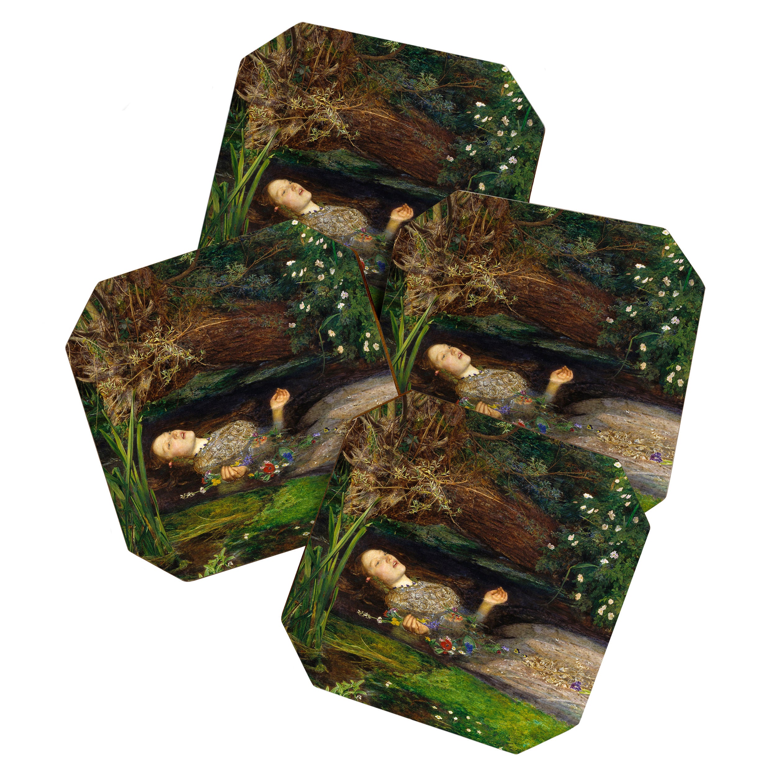 Ophelia Painting by John Everett Millais Coaster Gallery Image 1