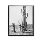 Vintage Native American Photo with Saguao Cactus Framed Canvas Print Gallery Image 6