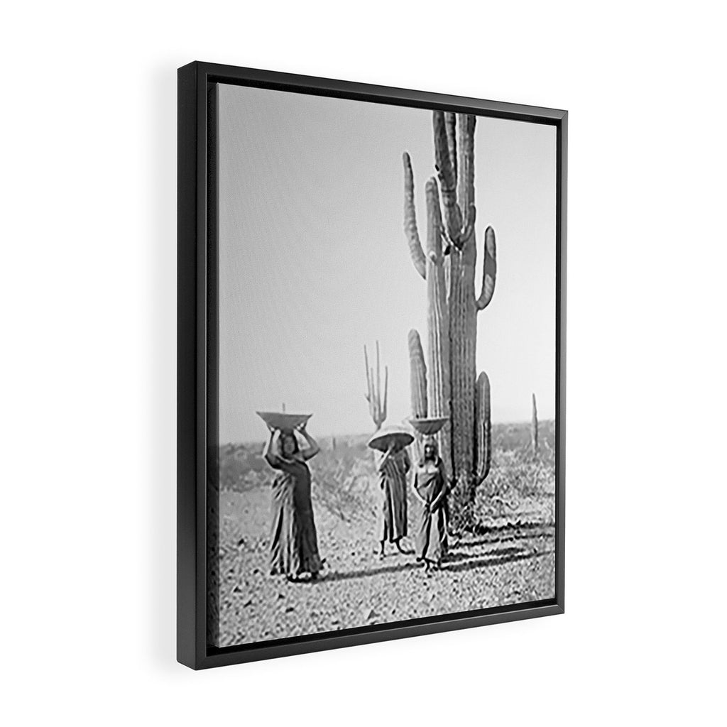 Vintage Native American Photo with Saguao Cactus Framed Canvas Print Gallery Image 2