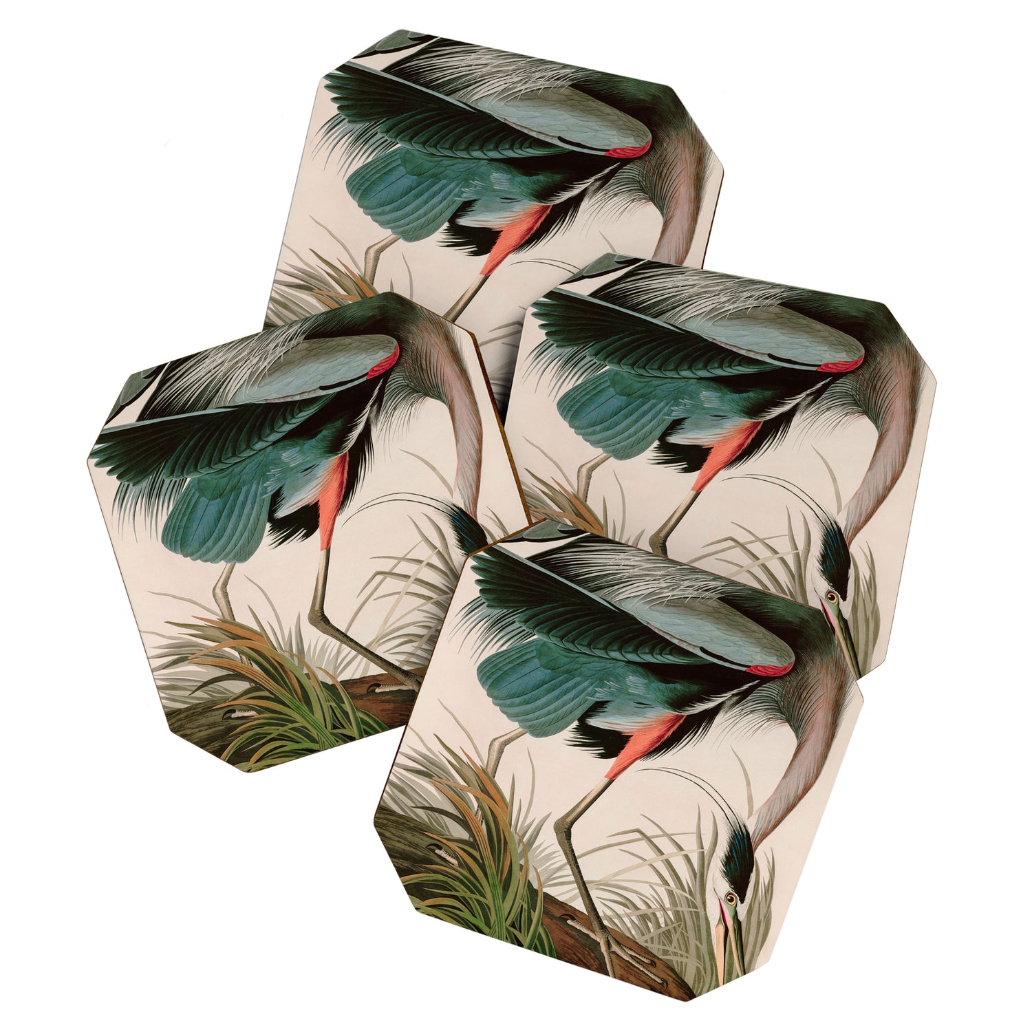 Great Blue Heron Birds of America Audubon Illustration Coaster Gallery Image 1
