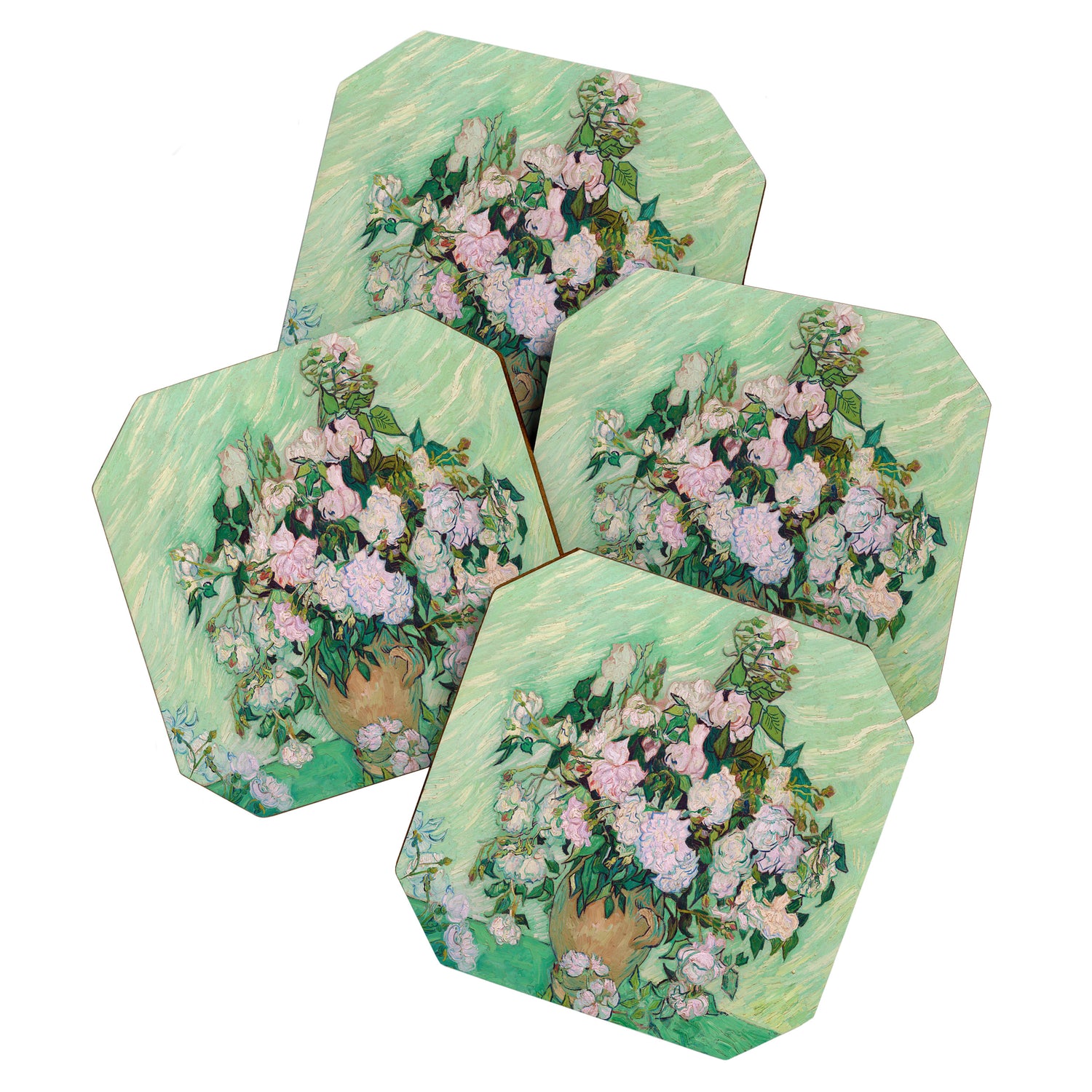 Pink Roses Van Gogh Coaster Gallery Image 1