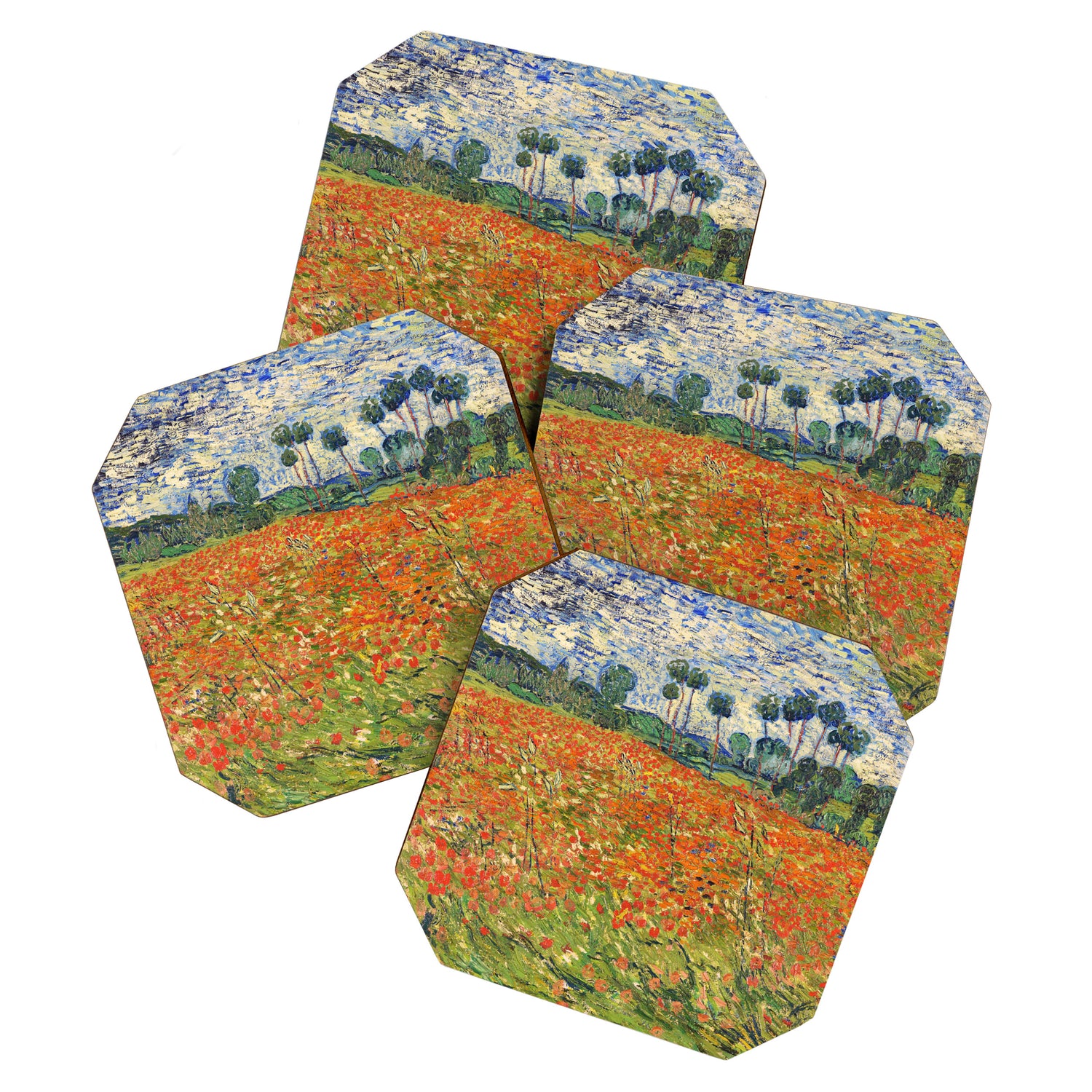 Poppy Field by Vincent van Gogh, 1890 painting Coaster Gallery Image 1