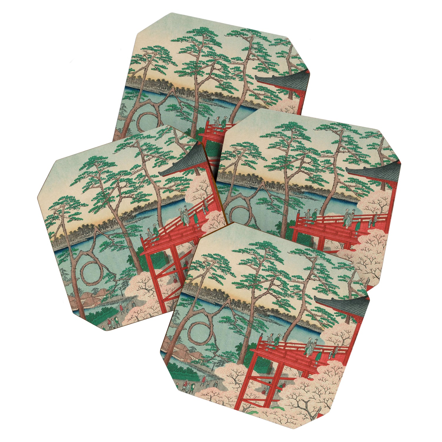 Spring Blossoms and Pond Ukiyo-e Japanese Art Coaster Gallery Image 1