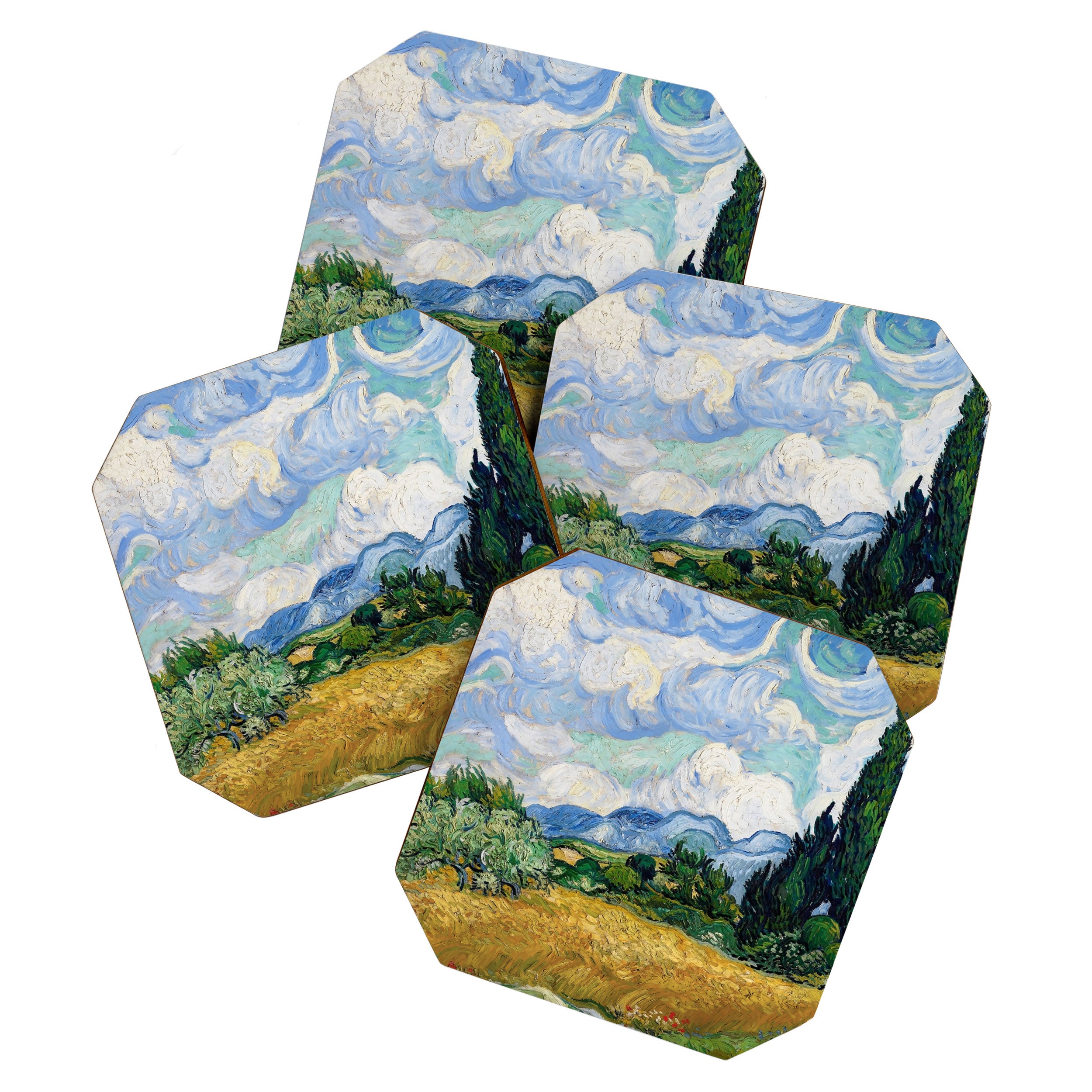 Wheat Field with Cypresses by Vincent van Gogh Coaster Gallery Image 1