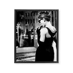 Audrey Hepburn in Black Gown, Jewelry, Vintage Black and White Art Framed Canvas Print Gallery Image 6