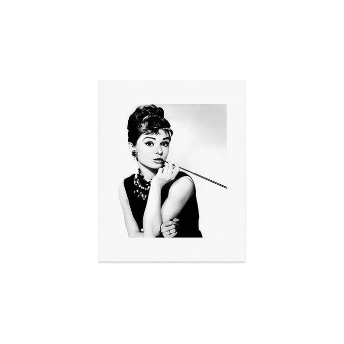 Audrey Hepburn Portrait, Black and White Vintage Art  Art Print Gallery Image 1