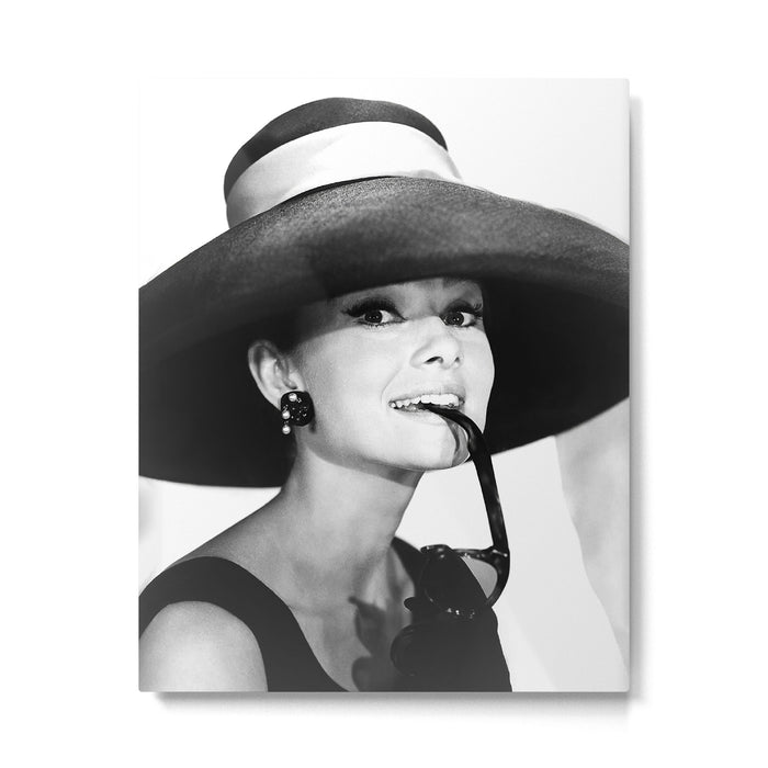 Audrey Hepburn Portrait, Black and White Vintage  Metal Print Gallery Image 1