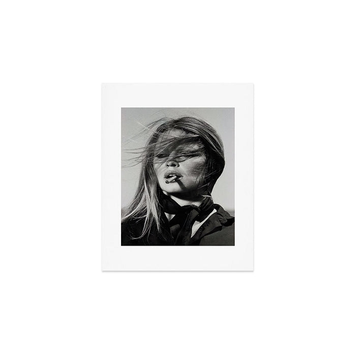 Brigitte Bardot Smoking a Cigarette, Black and White Photograph Art Print Gallery Image 1