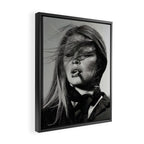 Brigitte Bardot Smoking a Cigarette, Black and White Photograph Framed Canvas Print Gallery Image 2