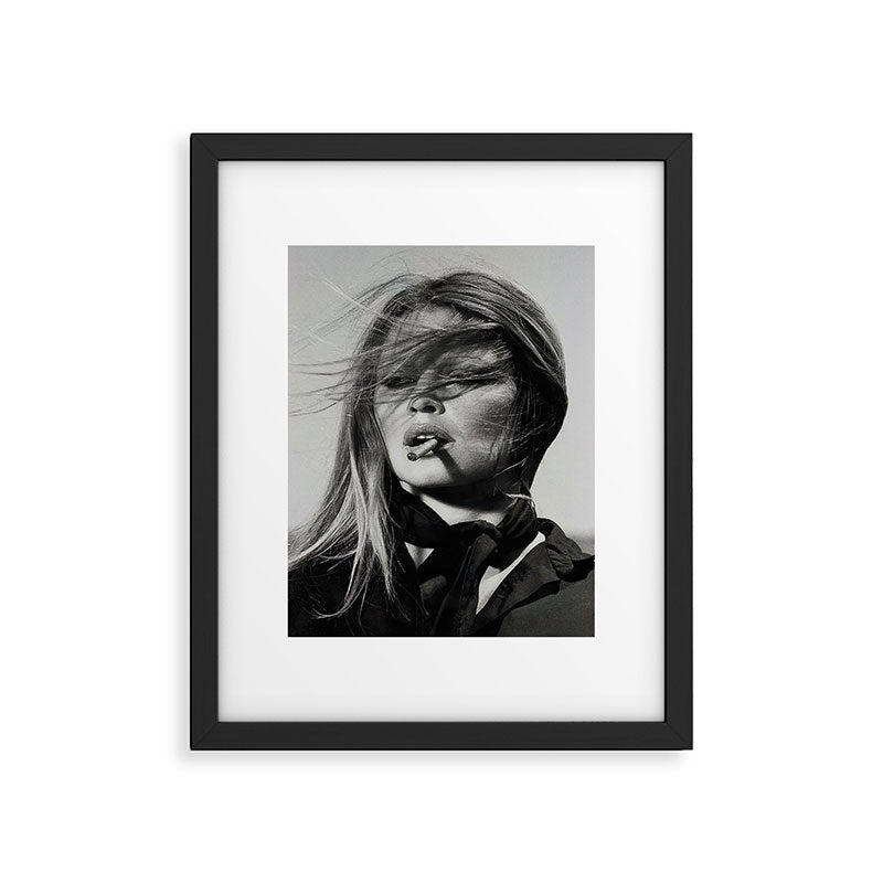 Brigitte Bardot Smoking a Cigarette, Black and White Photograph Framed Art Print Gallery Image 5