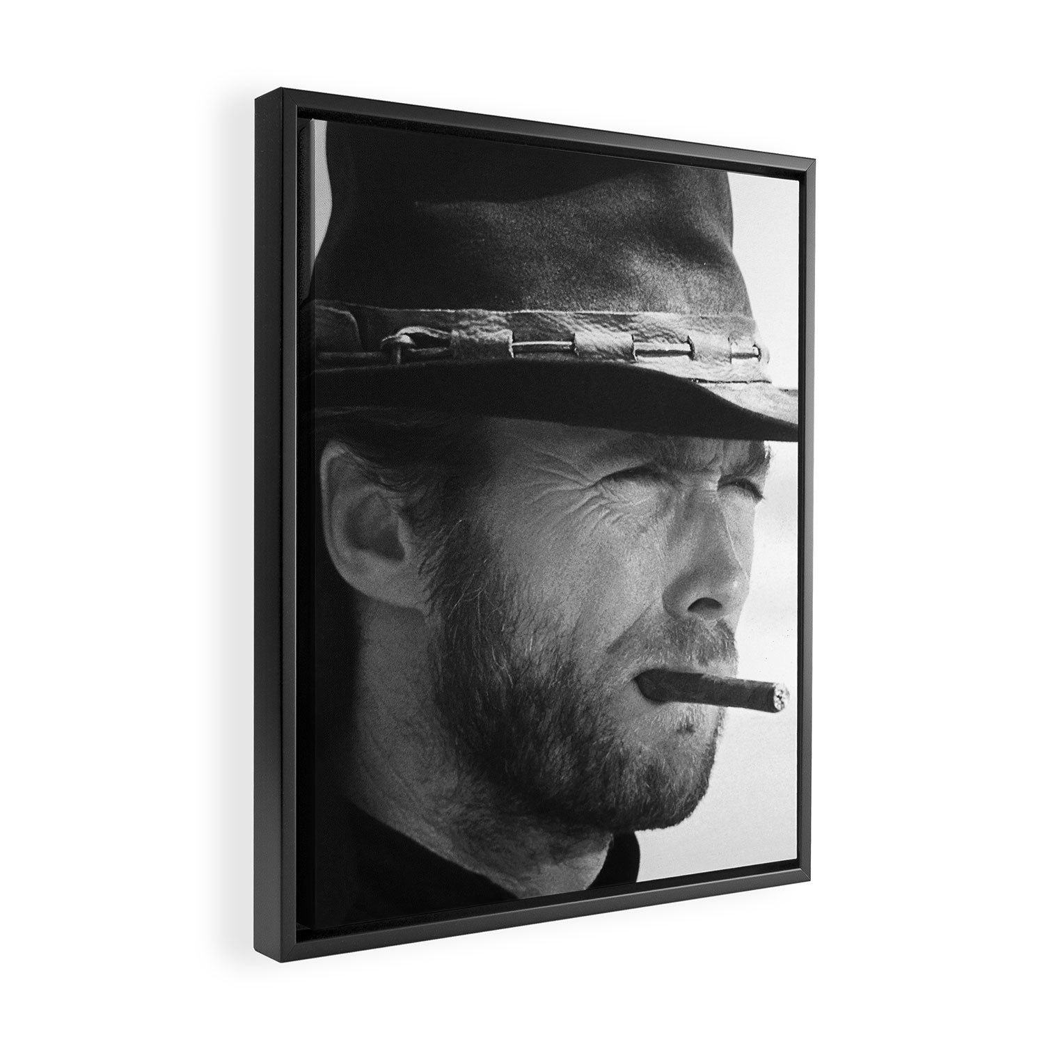 Clint Eastwood Smoking a Cigar Retro Vintage Art Framed Canvas Print Gallery Image 2