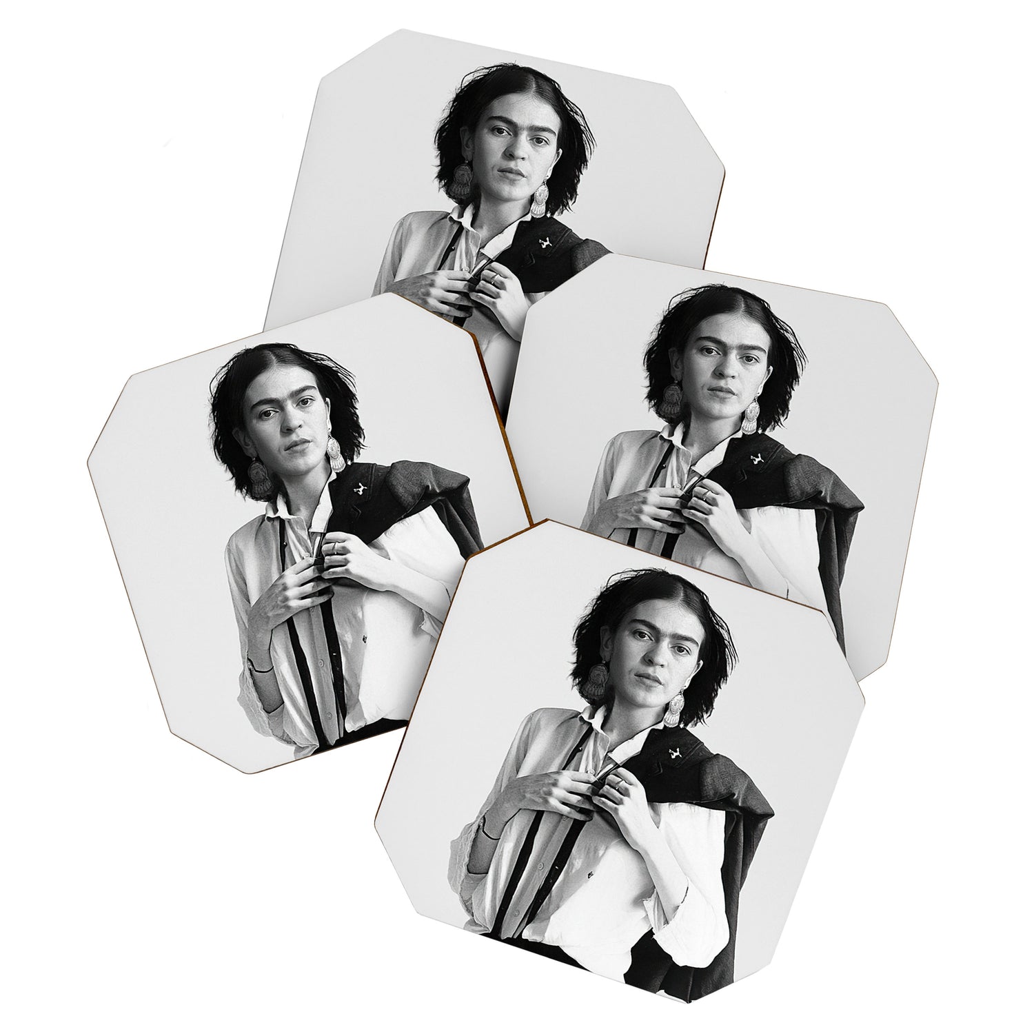 Frida Kahlo Wearing White Shirt Coaster Gallery Image 1