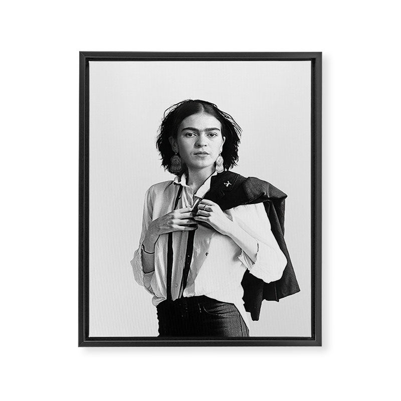Frida Kahlo Wearing White Shirt Framed Canvas Print Gallery Image 6