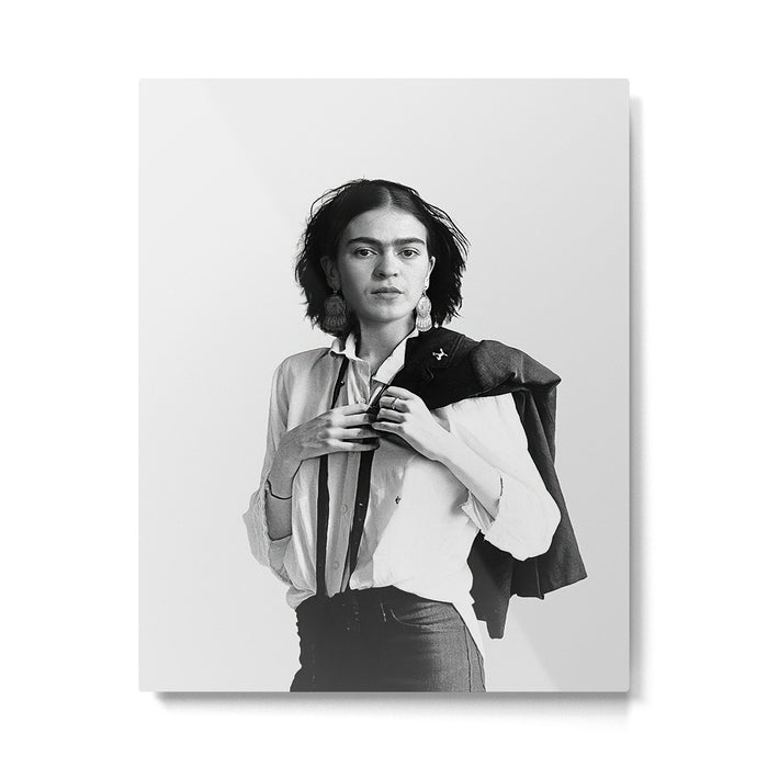 Frida Kahlo Wearing White Shirt Metal Print Gallery Image 1