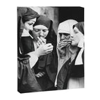 Nuns Smoking, Funny Black and White Vintage Art Canvas Print Gallery Image 3