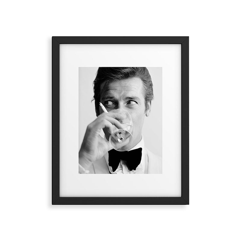 Roger Moore with Martini Retro Vintage Art Framed Art Print Gallery Image 5