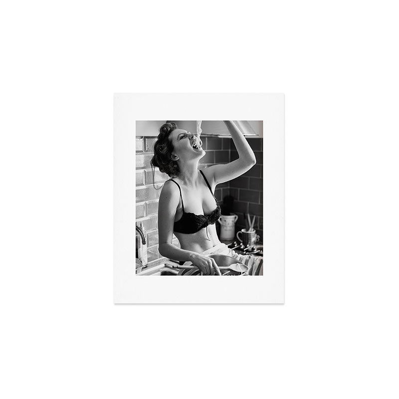 Spaghetti Girl, Black and White Vintage Photograph Art Print Gallery Image 1