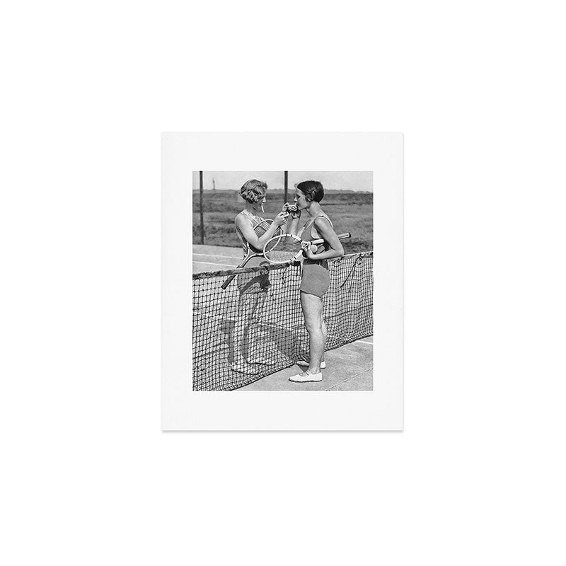 Tennis Players Taking a Cigarette Break, Black and White Vintage Art Art Print Gallery Image 1