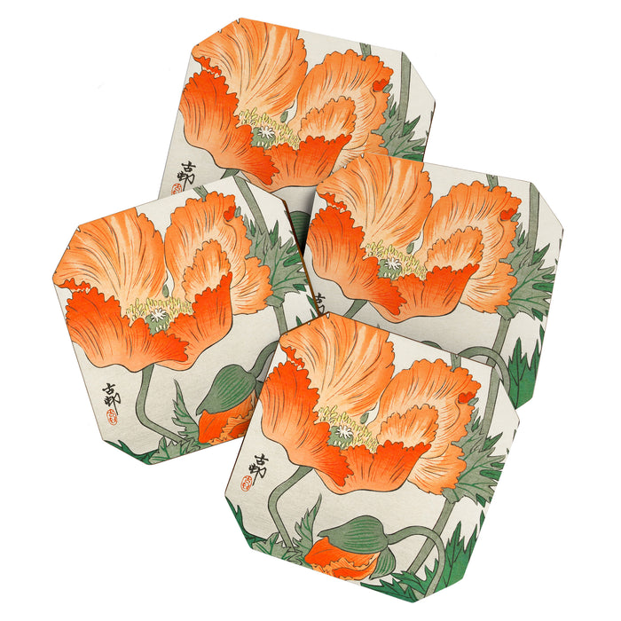 Blossoming Flower - Vintage Japanese Woodblock Print Art Coaster Gallery Image 1